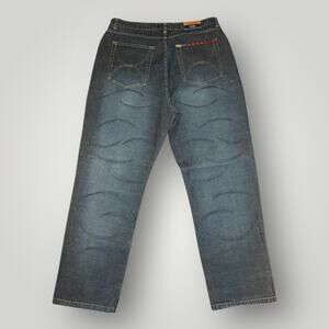 Vintage Coogi Down Under Blue Jeans Men's Size 40 Baggy Wide Leg Wave Wash Y2K